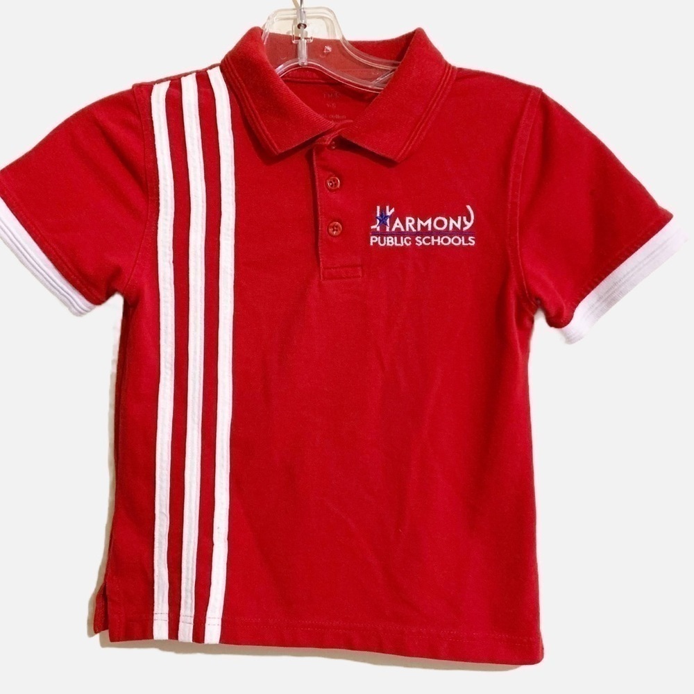 Harmony Public School Unisex Uniform Short Sleeve Polo Shirt. Size YS